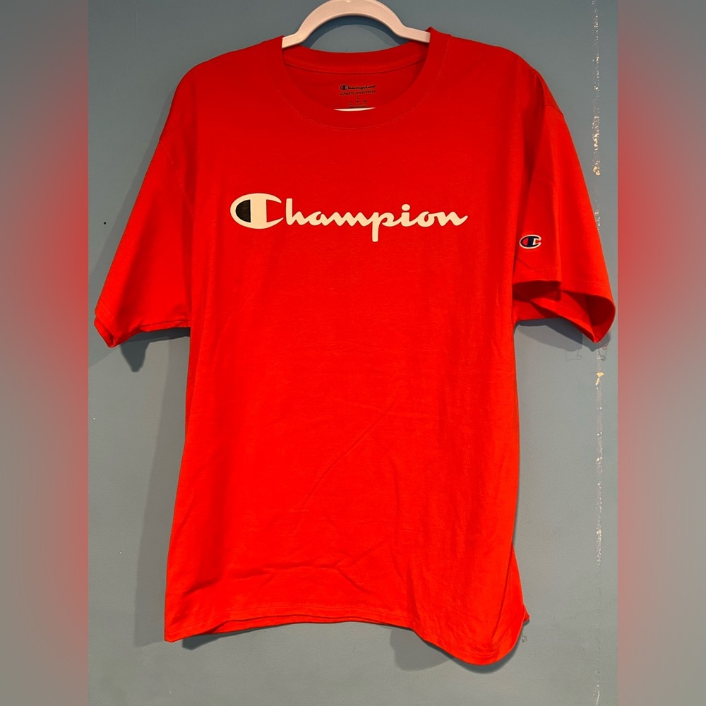 Men’s orange champion t-shirt size L